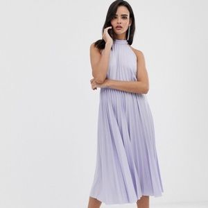 Purple Halter Midi Dress